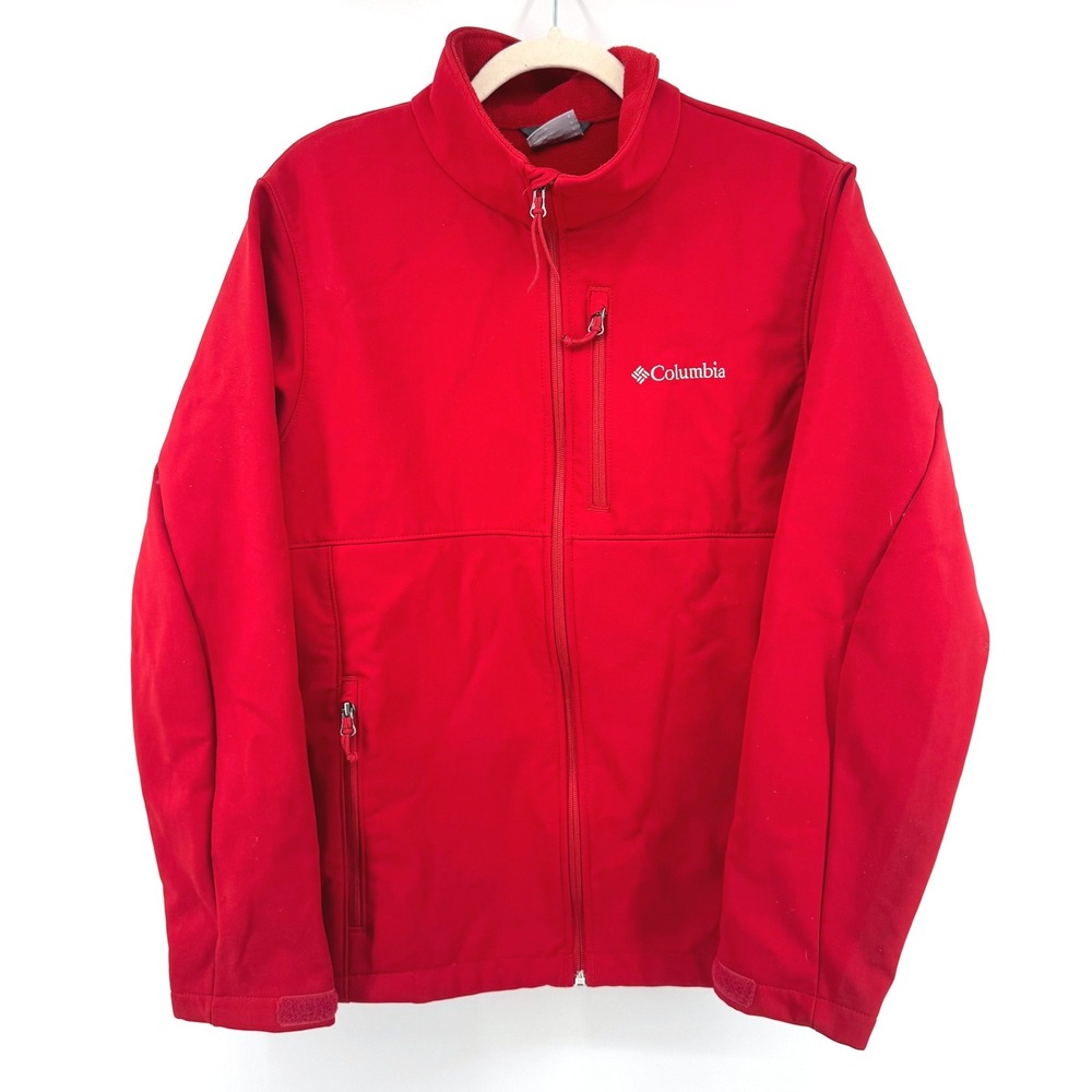 Columbia Softshell Jacket Mens L Red Ascender Full Zip Fleece Outdoor Gorpcore
